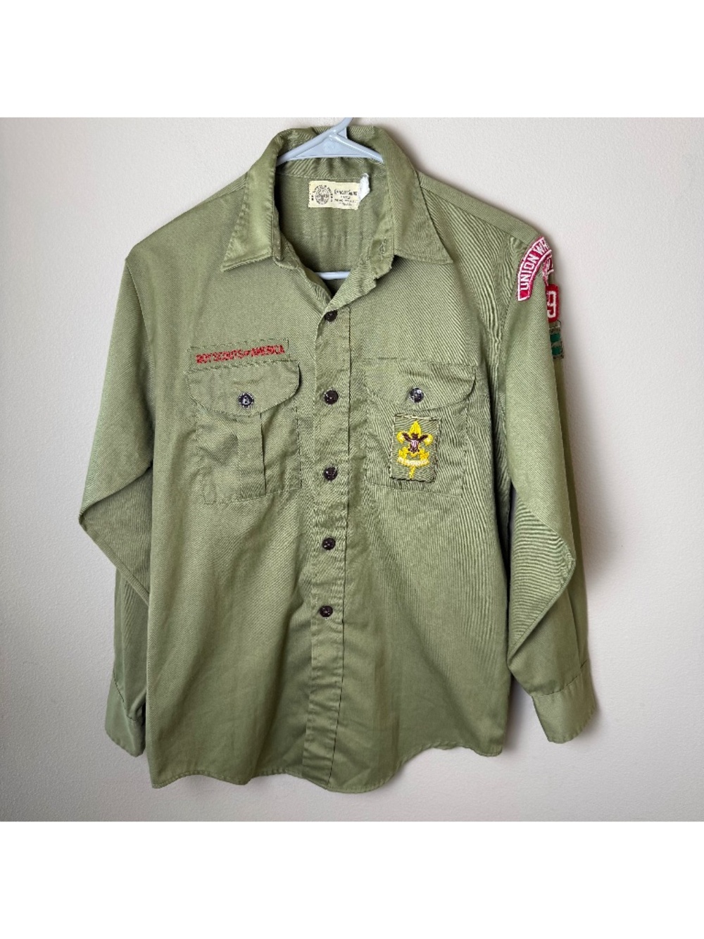Vintage Boy Scouts of America Uniform Shirt Kid XL Mens Small Patches Iowa 390